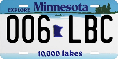 MN license plate 006LBC