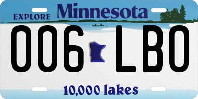 MN license plate 006LBO