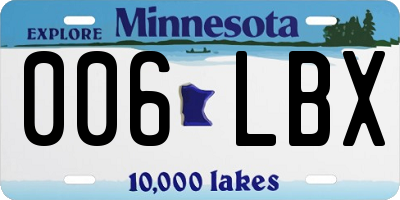 MN license plate 006LBX