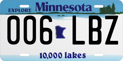 MN license plate 006LBZ