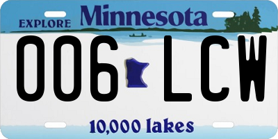 MN license plate 006LCW