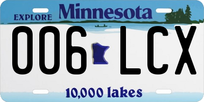 MN license plate 006LCX