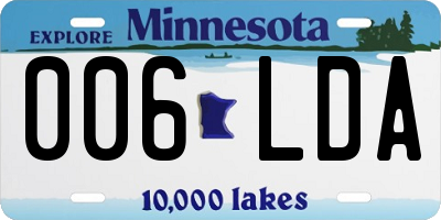 MN license plate 006LDA