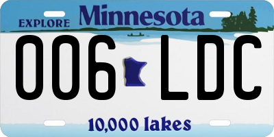 MN license plate 006LDC
