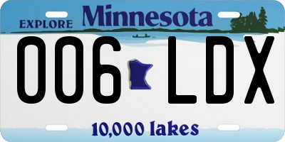 MN license plate 006LDX