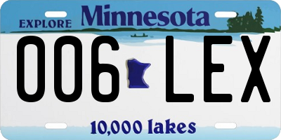MN license plate 006LEX