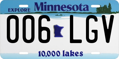 MN license plate 006LGV
