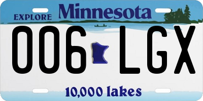 MN license plate 006LGX