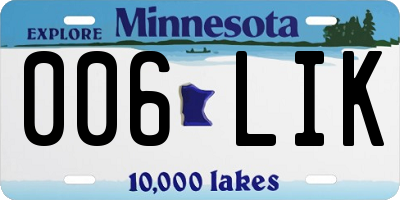 MN license plate 006LIK