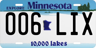 MN license plate 006LIX
