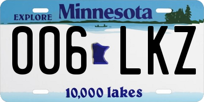 MN license plate 006LKZ