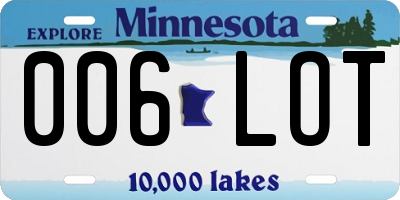 MN license plate 006LOT