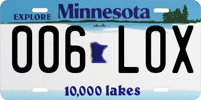 MN license plate 006LOX
