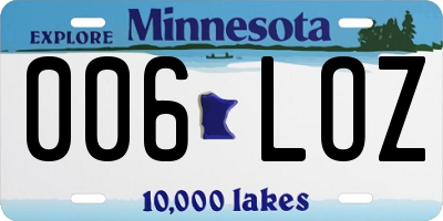 MN license plate 006LOZ