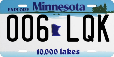 MN license plate 006LQK