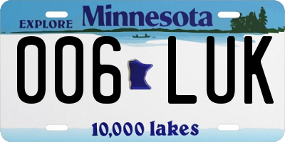 MN license plate 006LUK