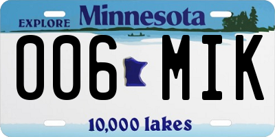MN license plate 006MIK
