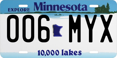MN license plate 006MYX