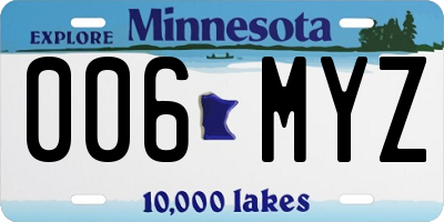 MN license plate 006MYZ
