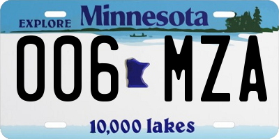 MN license plate 006MZA