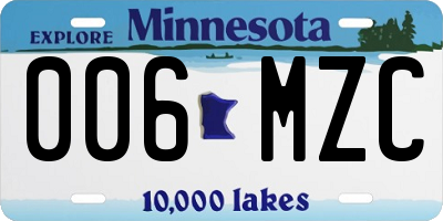 MN license plate 006MZC