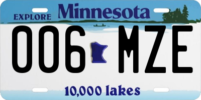 MN license plate 006MZE
