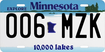 MN license plate 006MZK