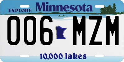 MN license plate 006MZM