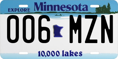MN license plate 006MZN