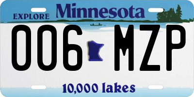 MN license plate 006MZP