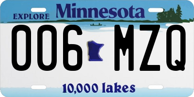 MN license plate 006MZQ