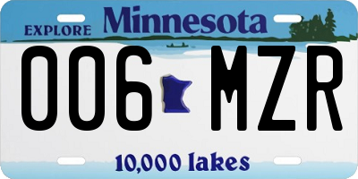 MN license plate 006MZR