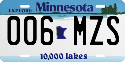 MN license plate 006MZS
