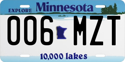 MN license plate 006MZT