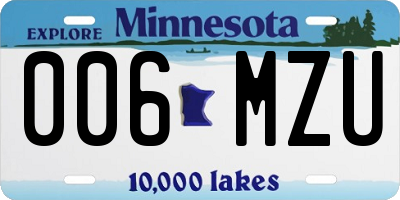 MN license plate 006MZU