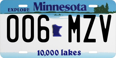 MN license plate 006MZV