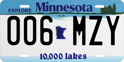 MN license plate 006MZY