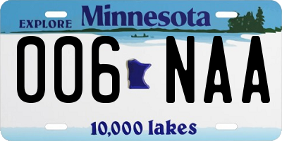 MN license plate 006NAA