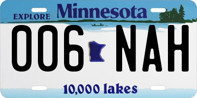 MN license plate 006NAH