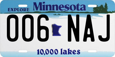 MN license plate 006NAJ