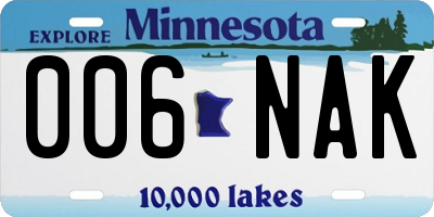 MN license plate 006NAK
