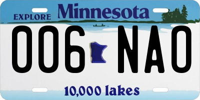 MN license plate 006NAO