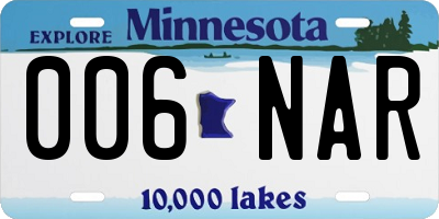 MN license plate 006NAR