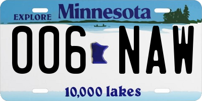MN license plate 006NAW