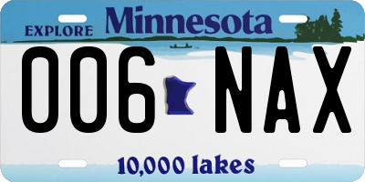 MN license plate 006NAX