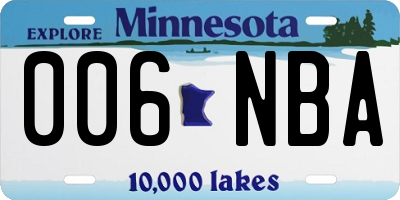 MN license plate 006NBA