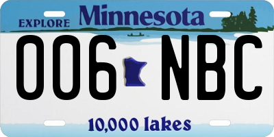 MN license plate 006NBC