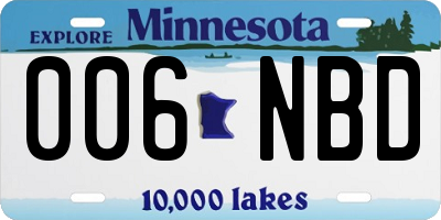MN license plate 006NBD