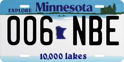 MN license plate 006NBE