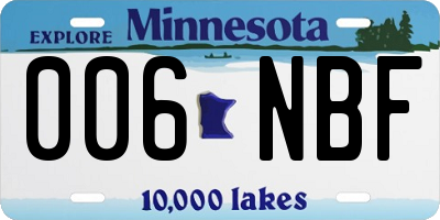 MN license plate 006NBF